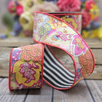 Multi-Color Cotton Floral Paisley Stripe Ribbon 2.5