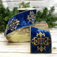 Blue Velvet Cross Medallion Ribbon 4