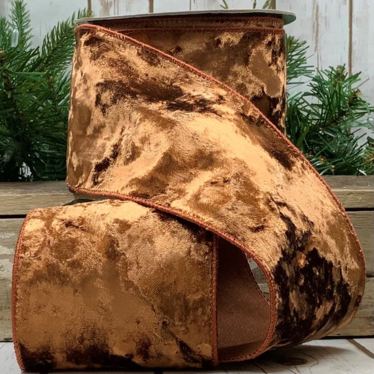 Rust Crushed Velvet Ribbon 4 Inch x 10 Yards