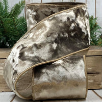 Gingersnap Crushed Velvet Ribbon 4 Inch x 10 Yards