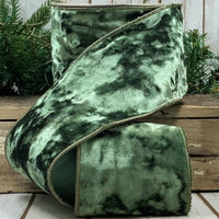 Moss Crushed Velvet Ribbon 4 Inch x 10 Yards