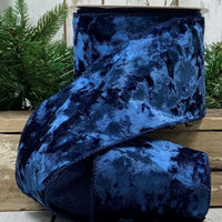 Navy Crushed Velvet Ribbon 4 Inch x 10 Yards