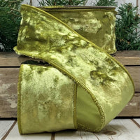 Chartruse Crushed Velvet Ribbon 2.5 Inch x 10 Yards