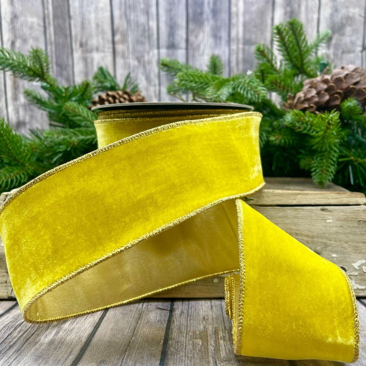 Mustard Velvet Ribbon 2.5 Inch x 10 Yards