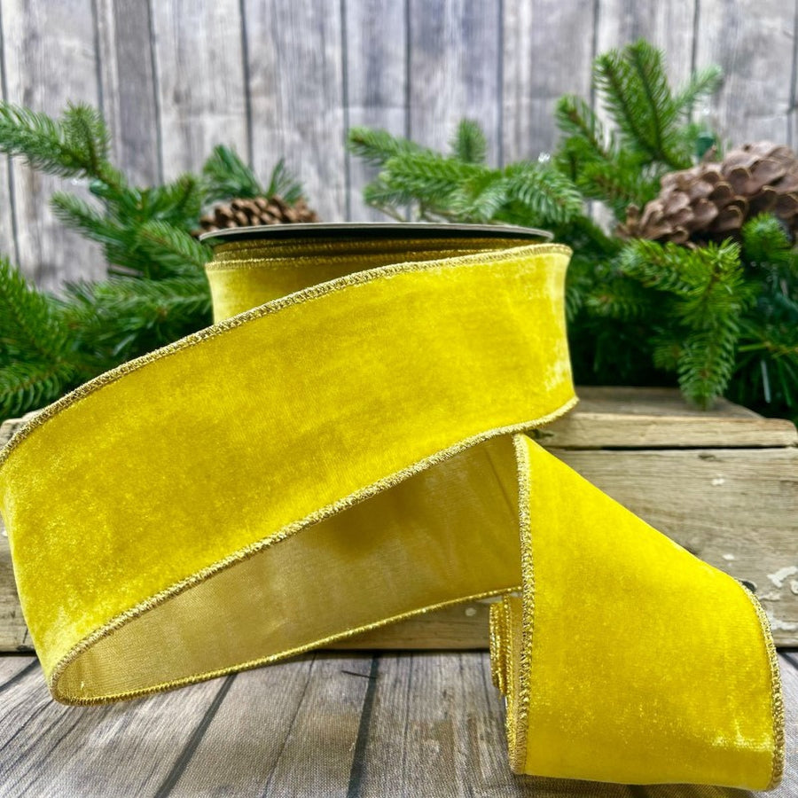 Mustard Velvet Ribbon 2.5 Inch x 10 Yards