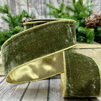 Moss Green Vintage French Velvet Ribbon 2.5
