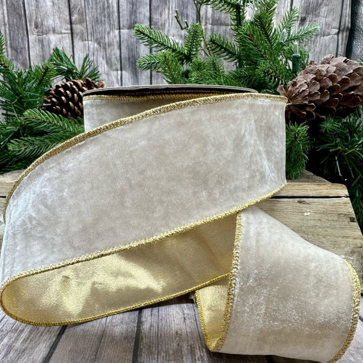 Glacier Grey Vintage French Velvet Ribbon 2.5 Inch x 10 Yds