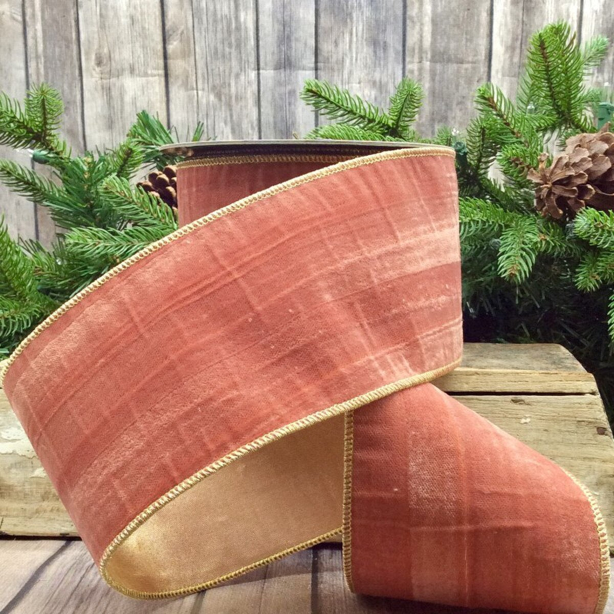 Coral Velvet Ribbon 4 Inch x 10 Yards Vintage Chic