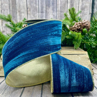 Peacock Ribbon Gold Back Velvet Vintage Chic 4