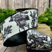 Black White Canvas Ribbon 4 Inch x 10 Yards