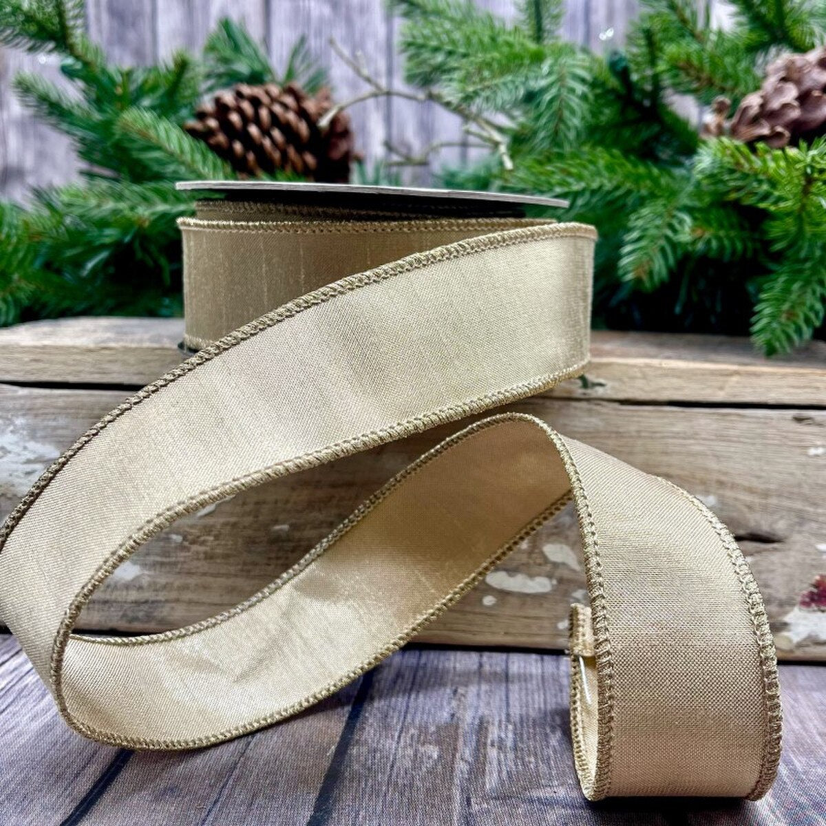 Metallic Gold Dupion Ribbon 1.5 Inch x 10 Yards
