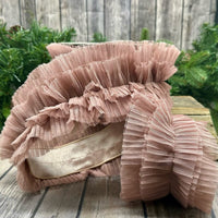 Dusty Rose Pleated Organza Garland Ribbon 4