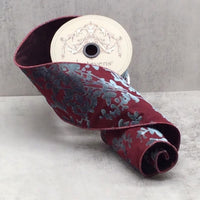 Liriope Wine Ribbon Burn Out Velvet Blue Celadon 4