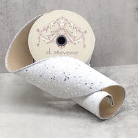 Silver Glitter White Ribbon 4 Inch x 10 Yards