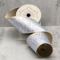 Silver Glitter Ribbon 4 Inch x 10 Yards Shimmer