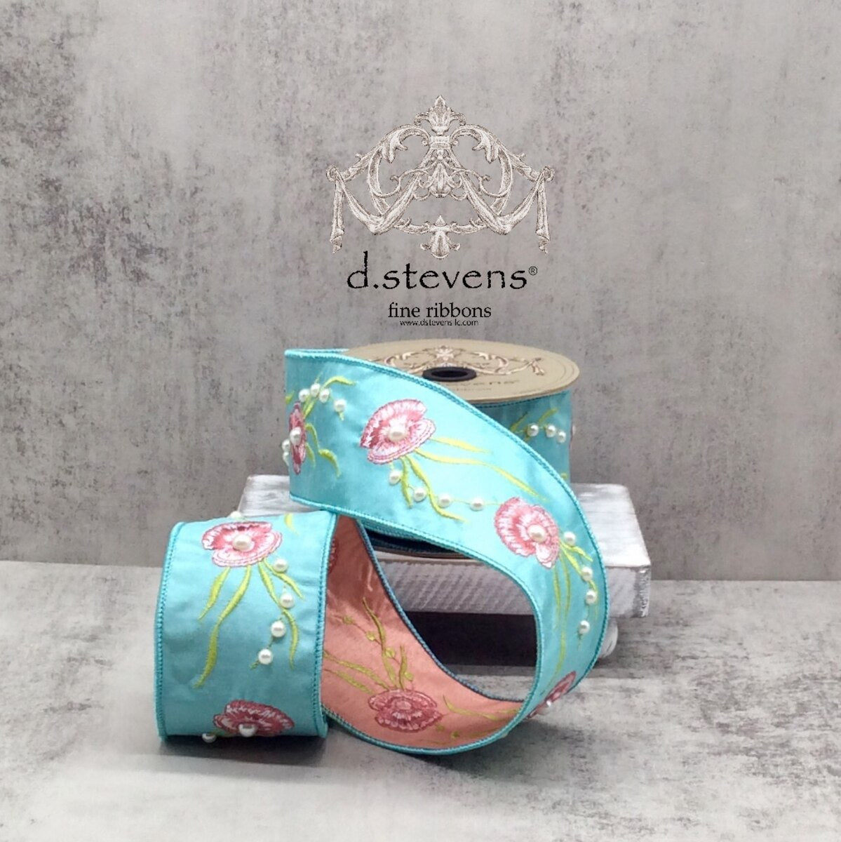 Blue Celadon Dupion Embroidery Ribbon 2.5" x 5 Yds
