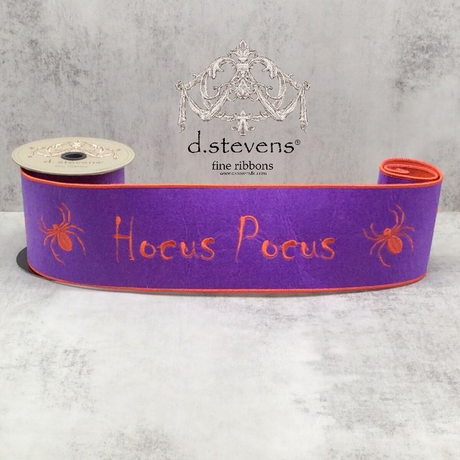 Hocus Pocus Orange Purple Felt Ribbon 4" x 5 Yds