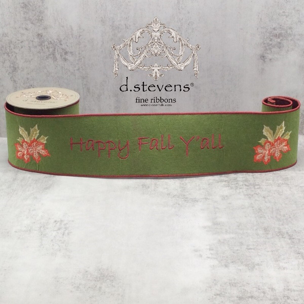 Burgundy Olive Green Felt Embroidery Ribbon 4" x 5 Yds