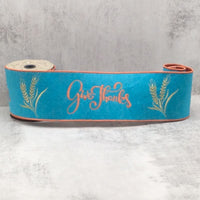 Give Thanks Pumpkin Felt Embroidery with Teal Ribbon 4