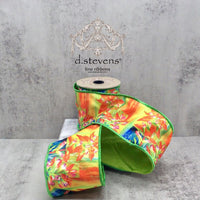 Orange Green Taffeta Ribbon 4 Inch x 10 Yards