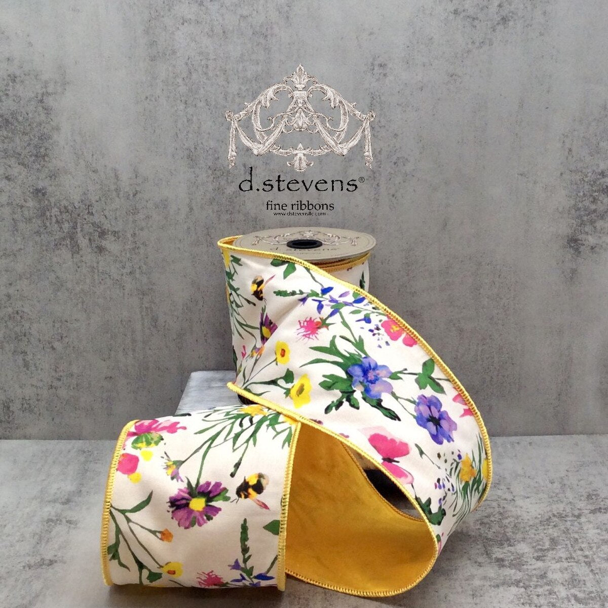 Colorful Wildflowers Dupion Back Ribbon 4" x 10 Yds