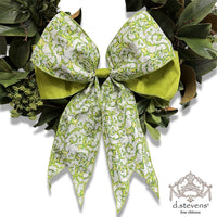 Chinoiserie Lime White Taffeta Bow Ribbon 6
