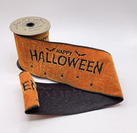Halloween Orange Black Velvet Embroidery Ribbon 4