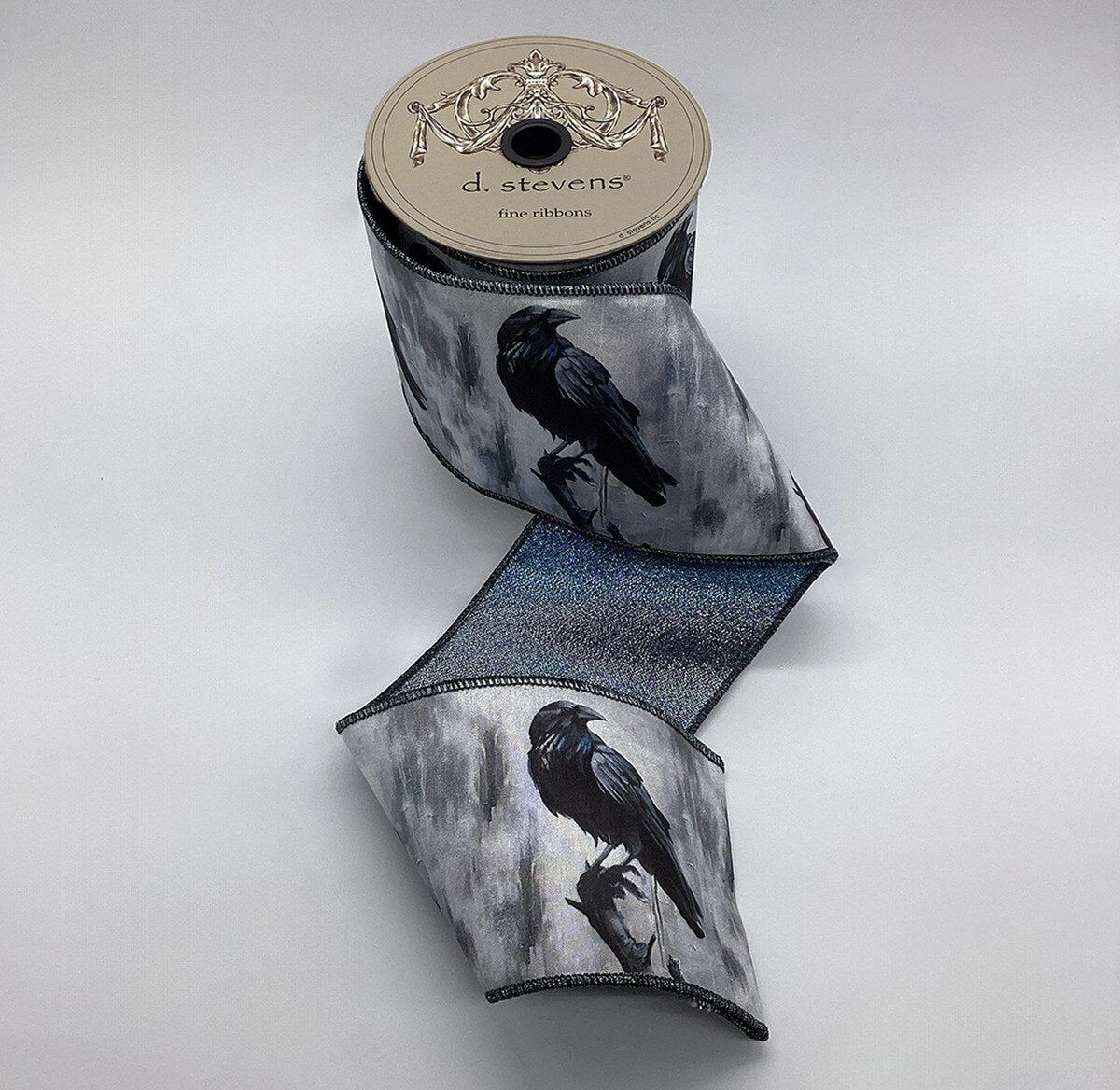 Black Raven Dupion Ribbon 4 Inch x 10 Yards Halloween