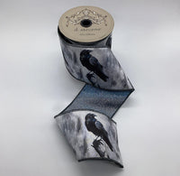Black Raven Dupion Ribbon 4 Inch x 10 Yards Halloween