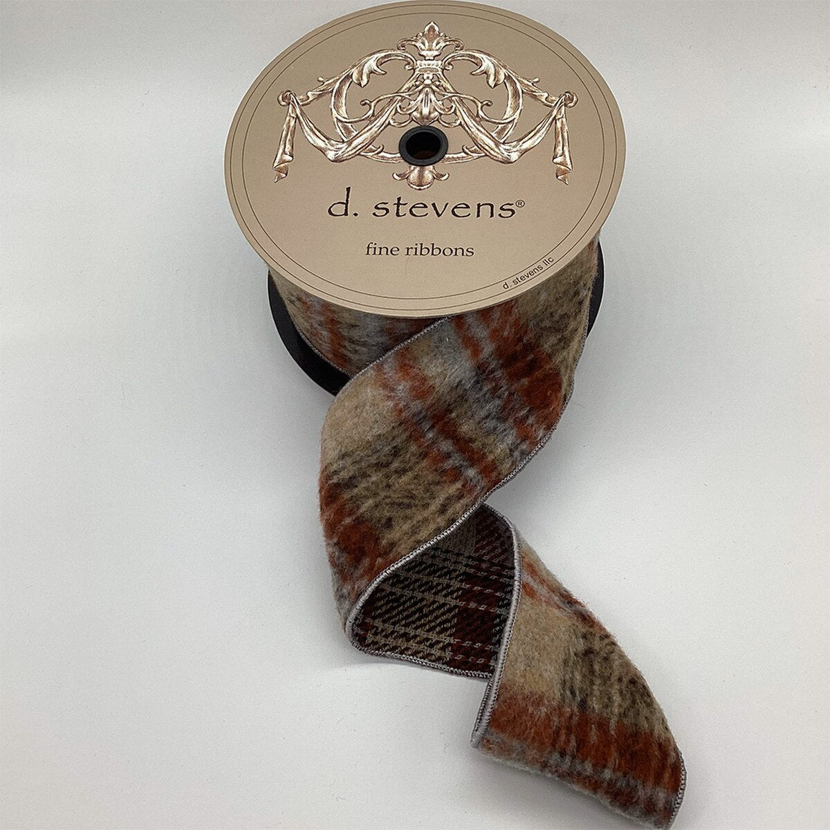 Faux Wool Plaid Ribbon Brown Blue Rust 4" x 10 Yds