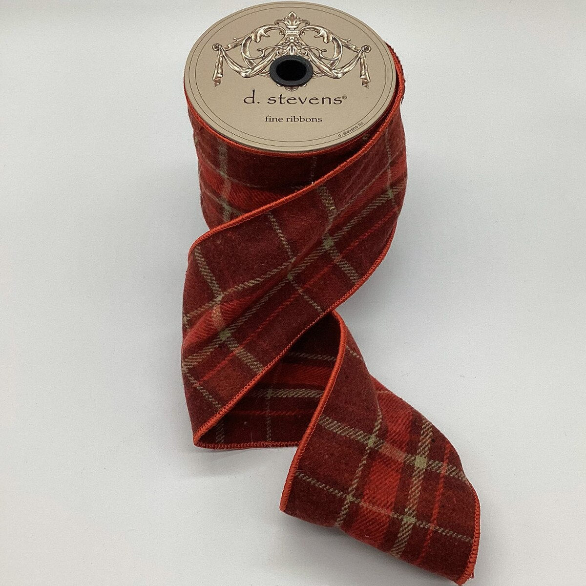 Plymouth Plaid Faux Wool Ribbon Red Burgundy 4" x 10 Yds