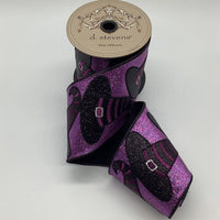 Glitter Witch Hat Applique Purple Black Ribbon 4