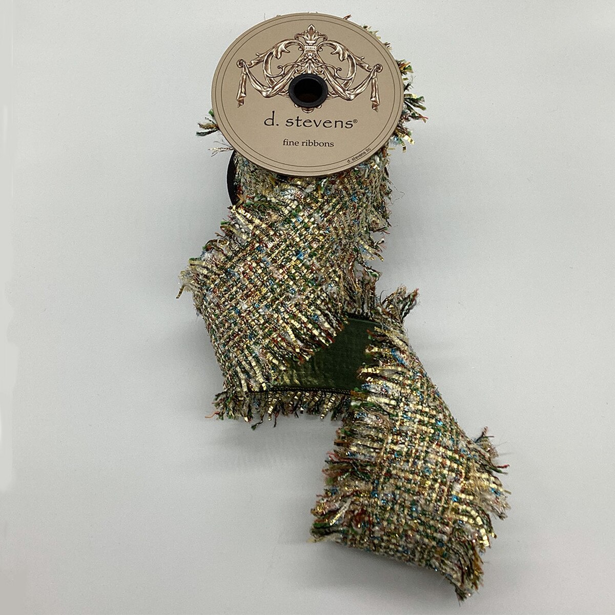 Green Ivory Boucle Ribbon 4 Inch x 5 Yards