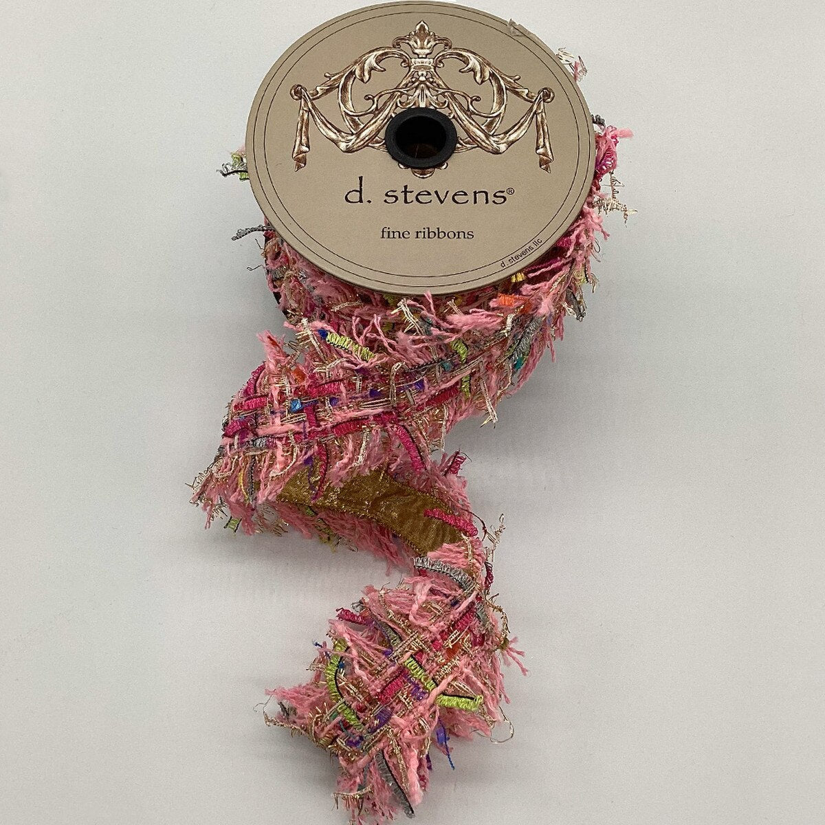 Frayed Edge Ribbon Pink Gold Blue Fuchsia 2.5" x 5 Yds