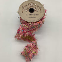 Frayed Edge Ribbon Pink Gold Blue Fuchsia 2.5