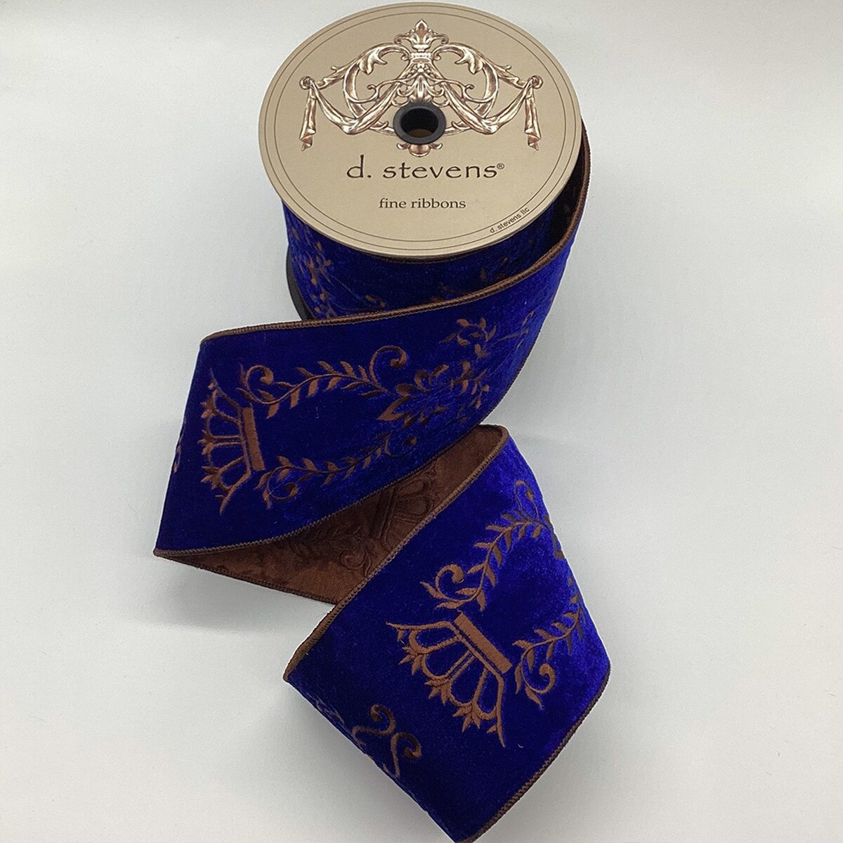 Blue Velvet Majestic Scroll Embroidery Ribbon 4" x 5 Yds