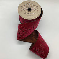 Burgundy Velvet Majestic Scroll Embroidery Ribbon 4