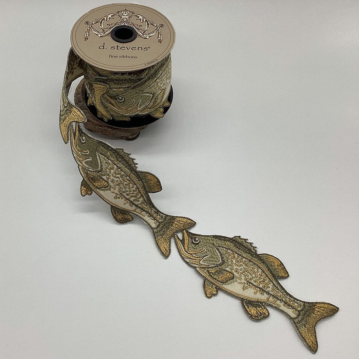 Trout Fish Garland Brown And Moss Ribbon 3 Inch x 5 Yards