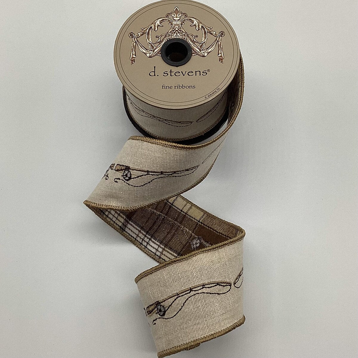 Fishing Rod Linen Embroidery Ribbon 2.5" x 5 Yds