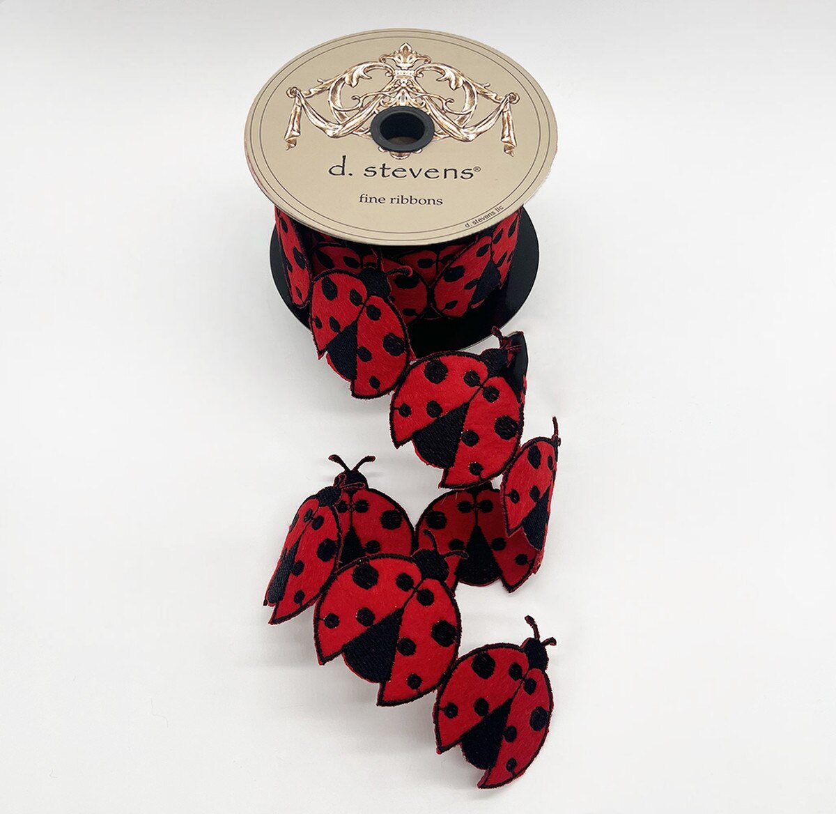 Lady Bug Garland Red Black Ribbon Felt Embroidery 2.5" x 5 Yds