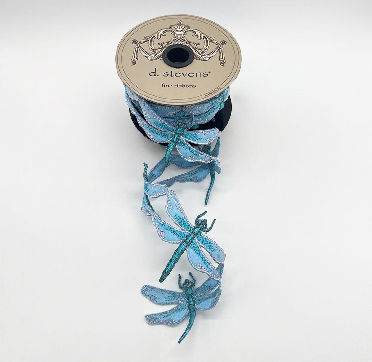 Dragonfly Garland Felt Embroidery Blue Ribbon 3" x 5 Yds