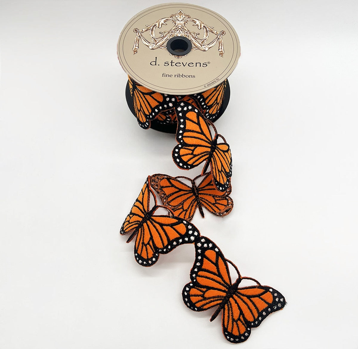 Monarch Butterfly Garland Orange Felt Embroidery 2.5" x 5 Yds