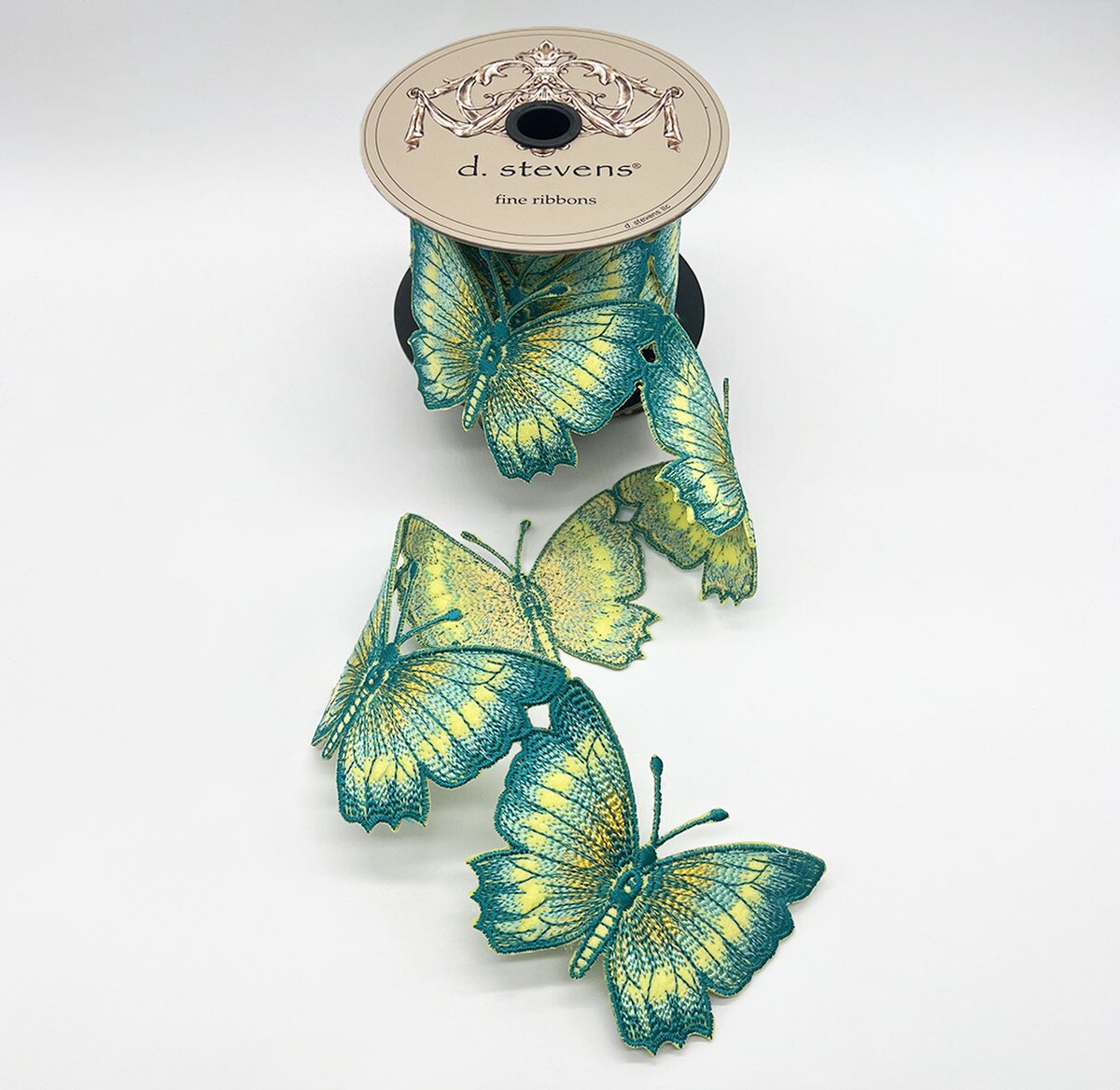 Butterfly Garland Felt Embroidery Blue Yellow 3 Inch