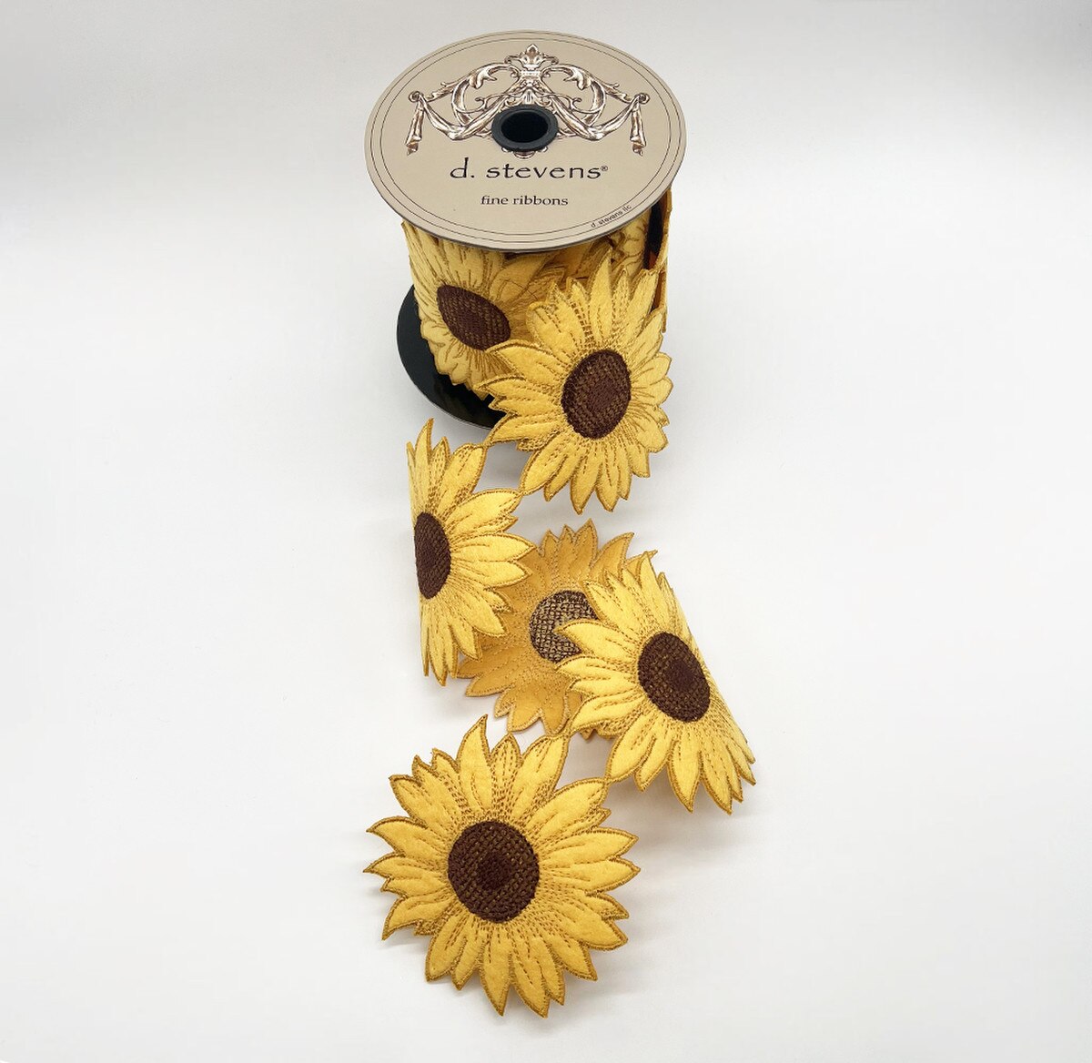 Sunflower Felt Embroidery Garland with Yellow Ribbon