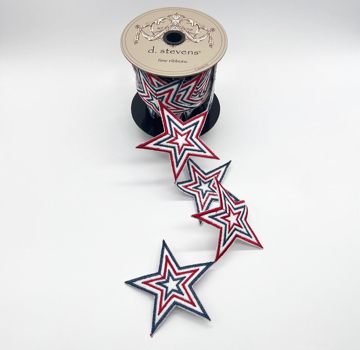 Americana Star Garland Red White Blue Felt Embroidery 3.5" x 5 Yds