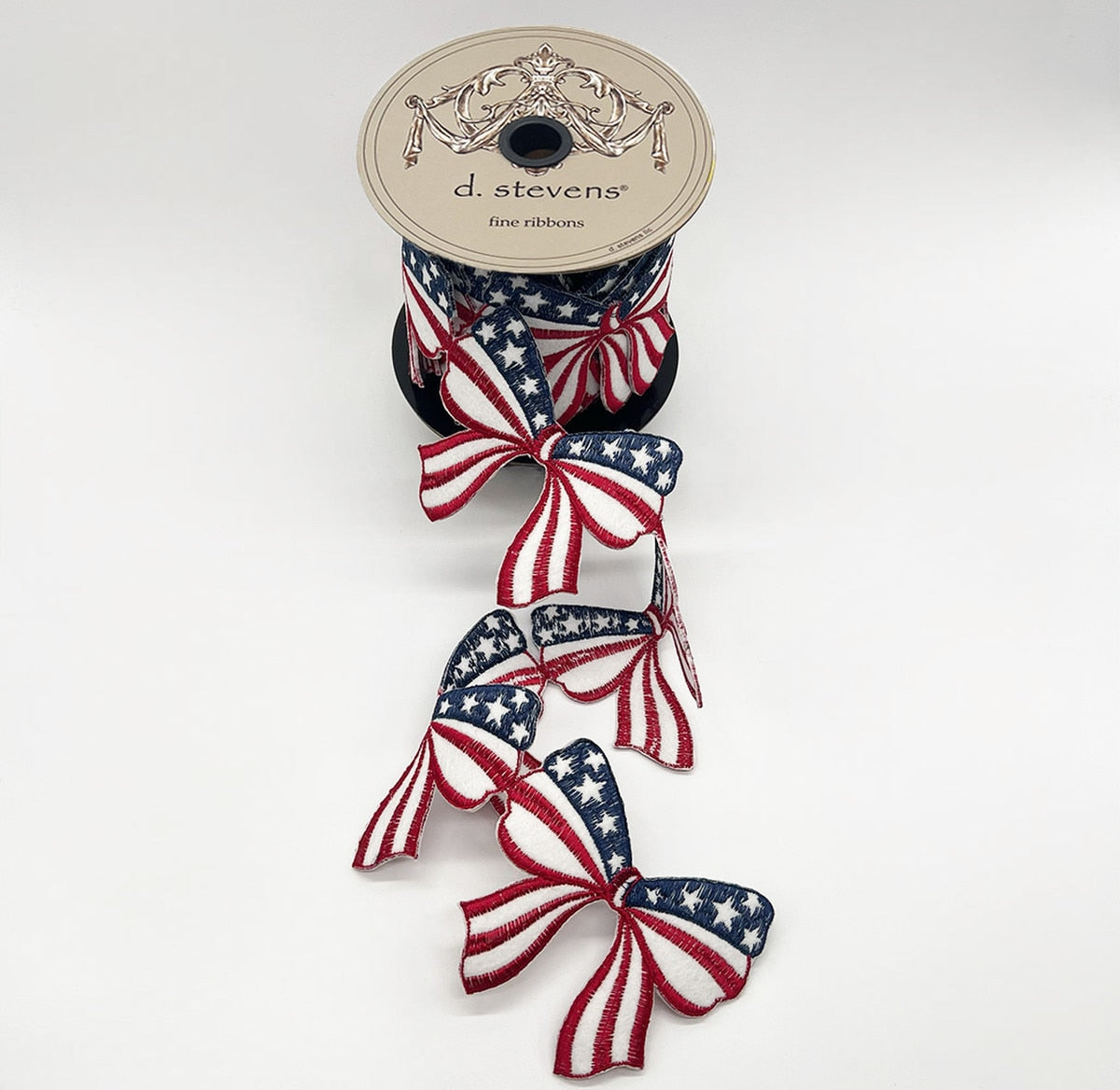 Americana Bow Garland Red White Blue Felt Embroidery 3.5" x 5 Yds