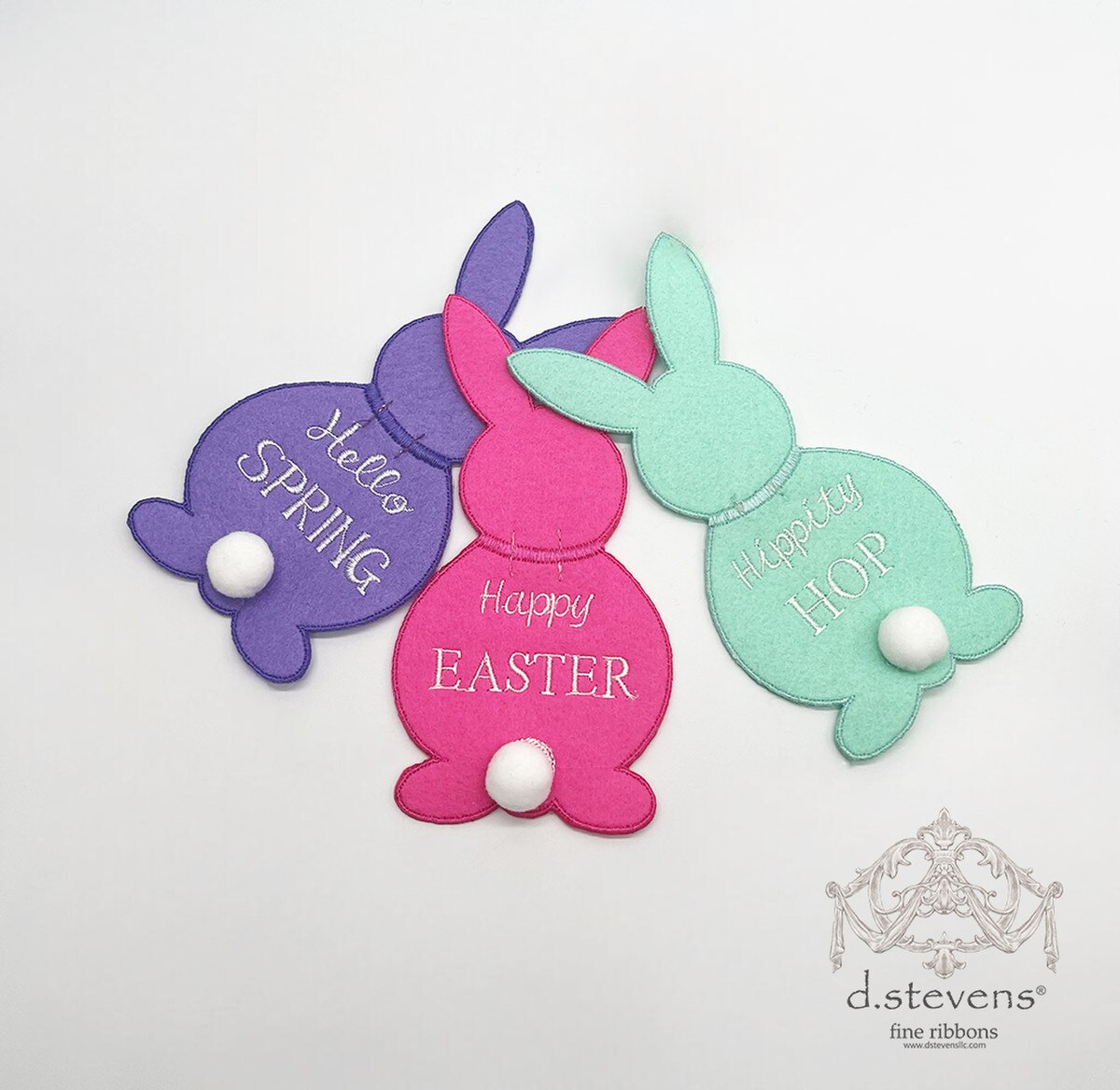 Easter Rabbit Clips Set of 3 Felt Pink Purple Aqua