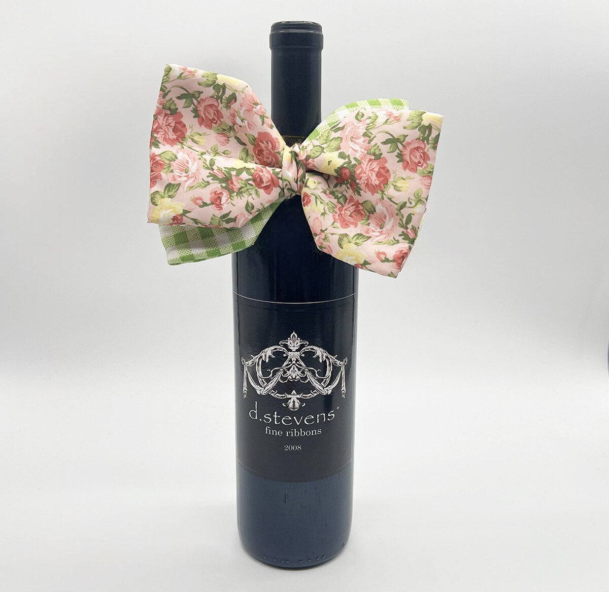 Beverage Bow Mauve Yellow Ribbon Poplin Roses 6 Inch