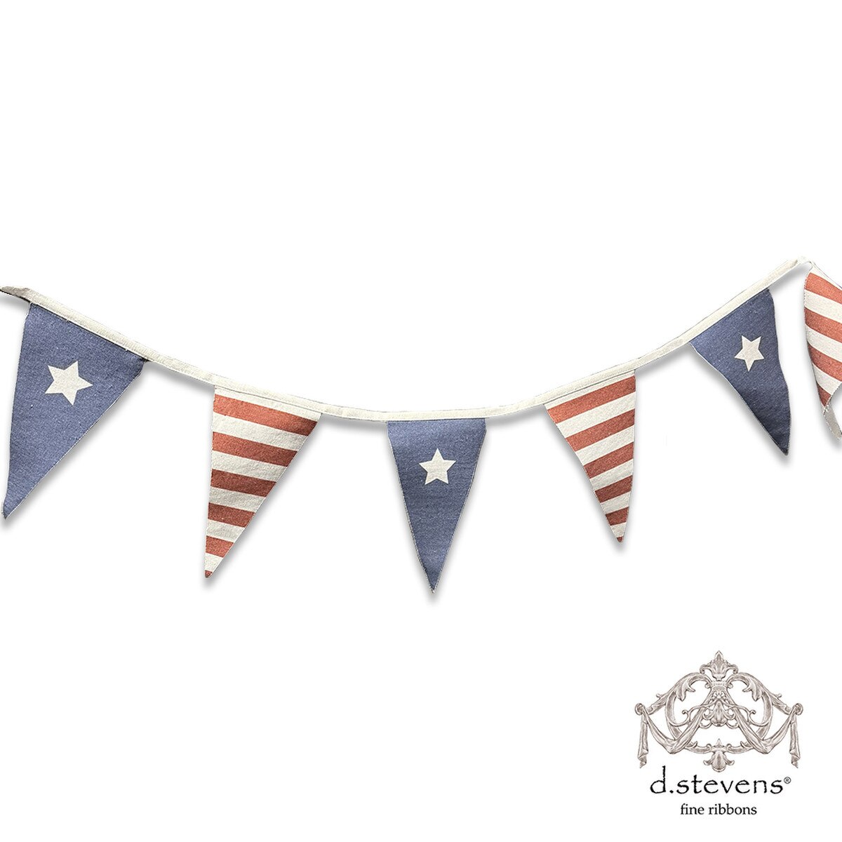 Linen Americana Bunting Red Blue Ribbon 70 Inches