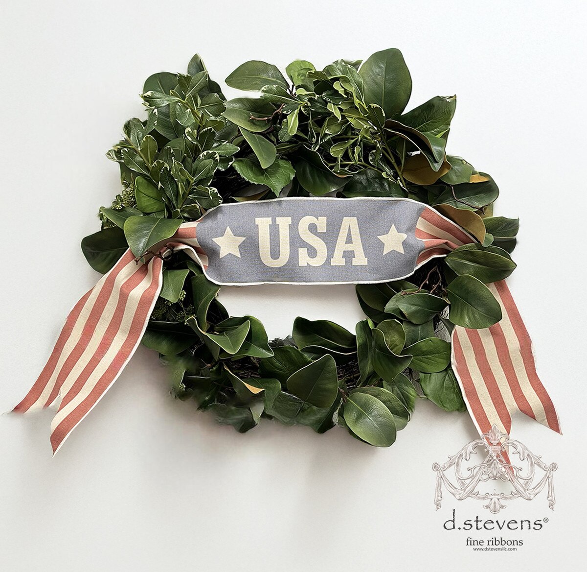 Canvas Usa Banner Red Natural Blue Ribbon 6 x 56